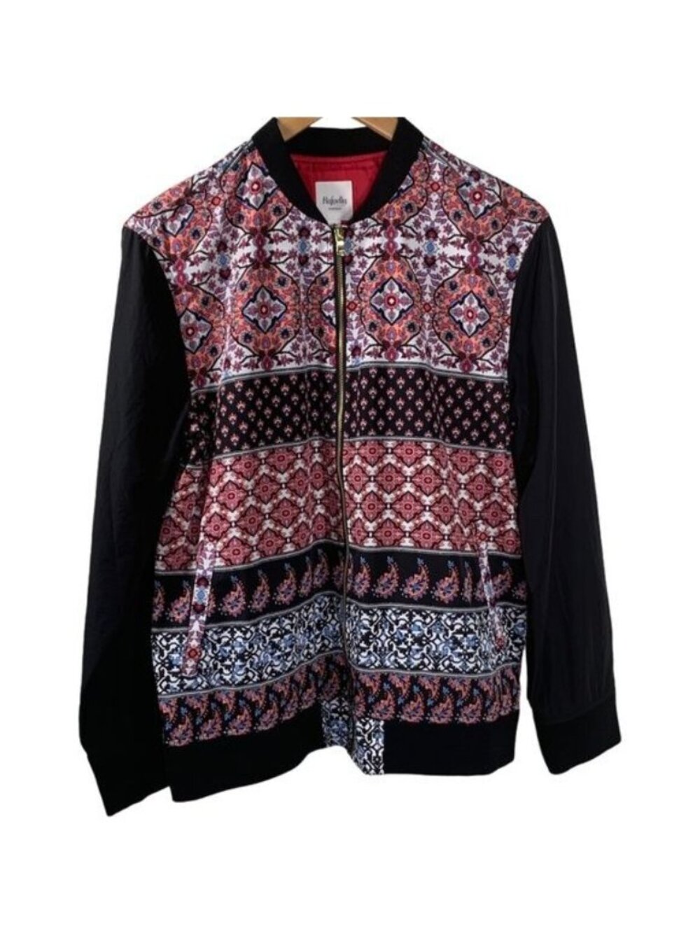 Rafaella M Black Paisley Lightweight Jacket Boho Artsy Fall Layering